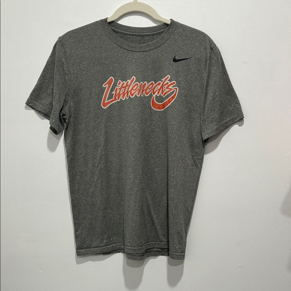 Nike Gray Short-Sleeve 'Littlerocks' Graphic Tee with Orange Script